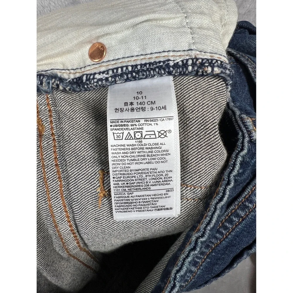 Gap Kids Girls Blue Denim Girlfriend Jeans Size 10 Adjustable Waist Medium Wash